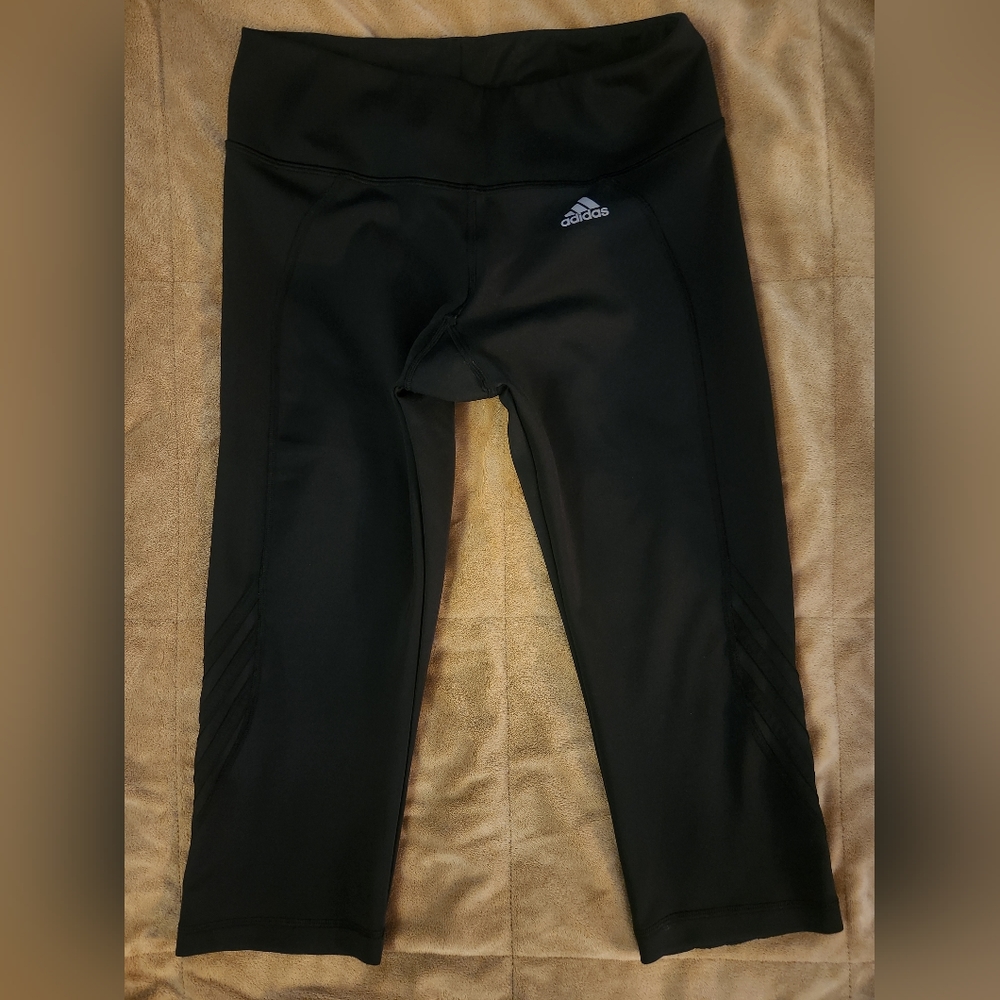 Adidas Climalite Mid Rise Capri Leggings Black Large